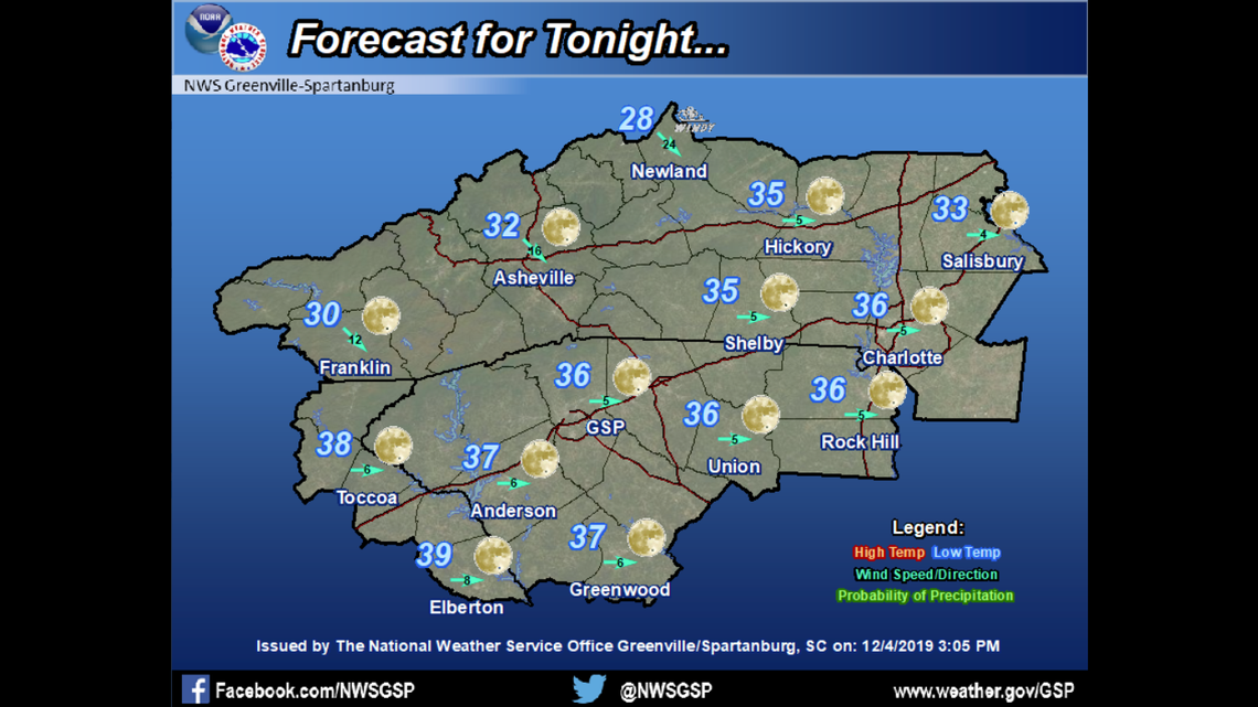 The National Weather Service issued a wind advisory for the mountains and foothills of North Carolina until 6 a.m. Thursday.