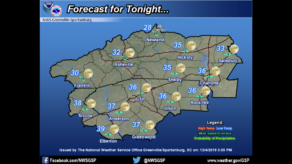 The National Weather Service issued a wind advisory for the mountains and foothills of North Carolina until 6 a.m. Thursday.