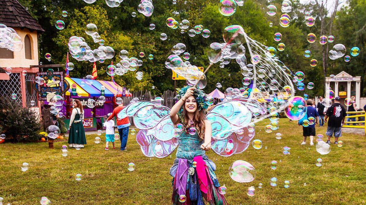 Play at the opening weekend of the Carolina Renaissance Festival, including themed food and entertainment.