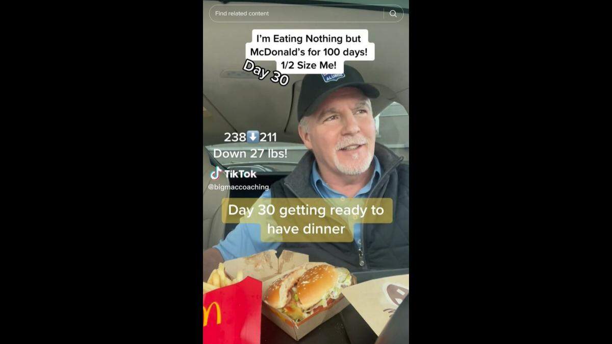 Kevin Maginnis, 57, lost 58 pounds after eating only McDonald’s for 100 days.