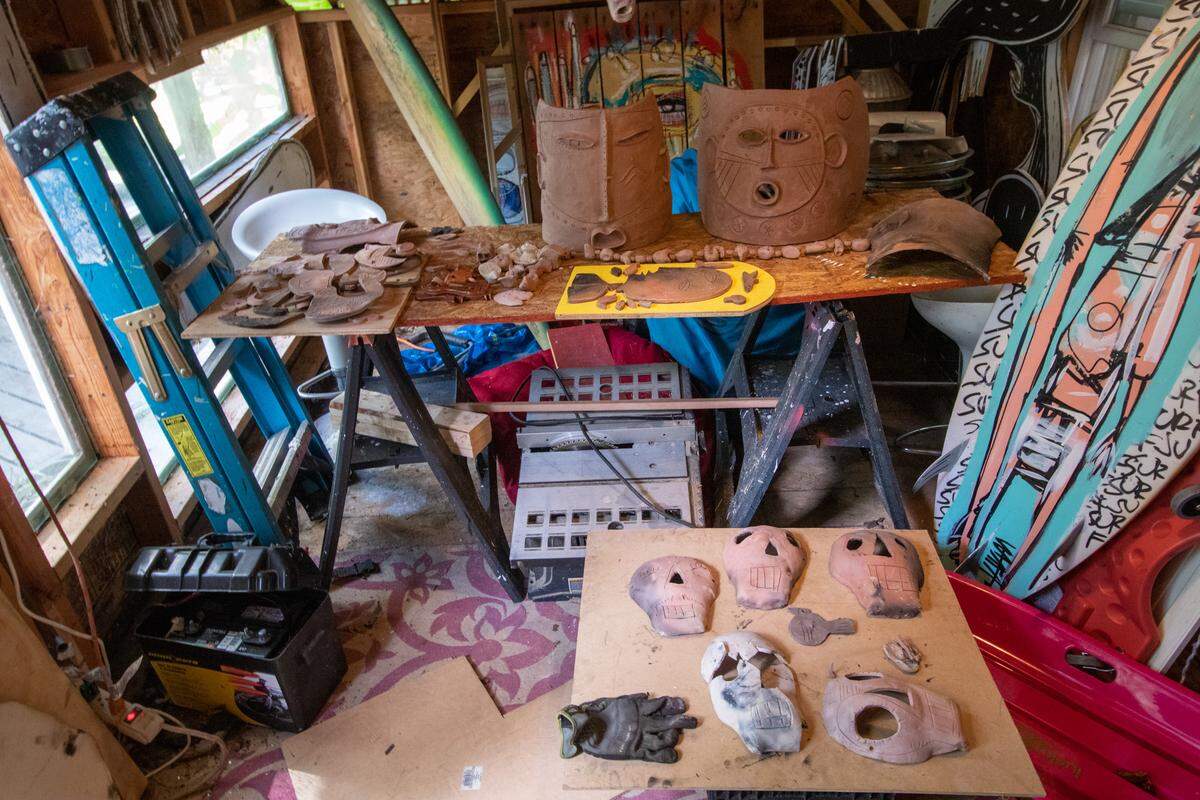 During a trip to Mexico in June local families taught Nico Amortegui how to make pottery. He came home and built a kiln. Now, he’s experimenting with techniques from Latin American mask-making.