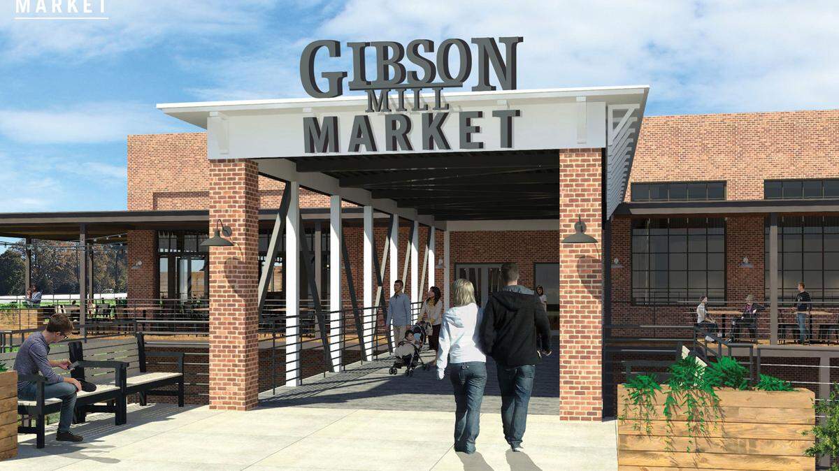 Five tenants have signed on at Gibson Mill Market on McGill Avenue NW in Concord.