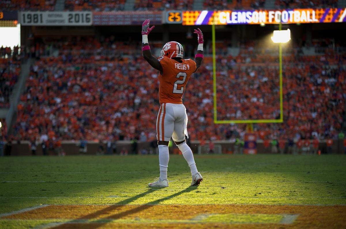 Clemson cornerback Mark Fields could follow in his father’s footsteps and play for the Panthers - he’s worth a look later in the draft.