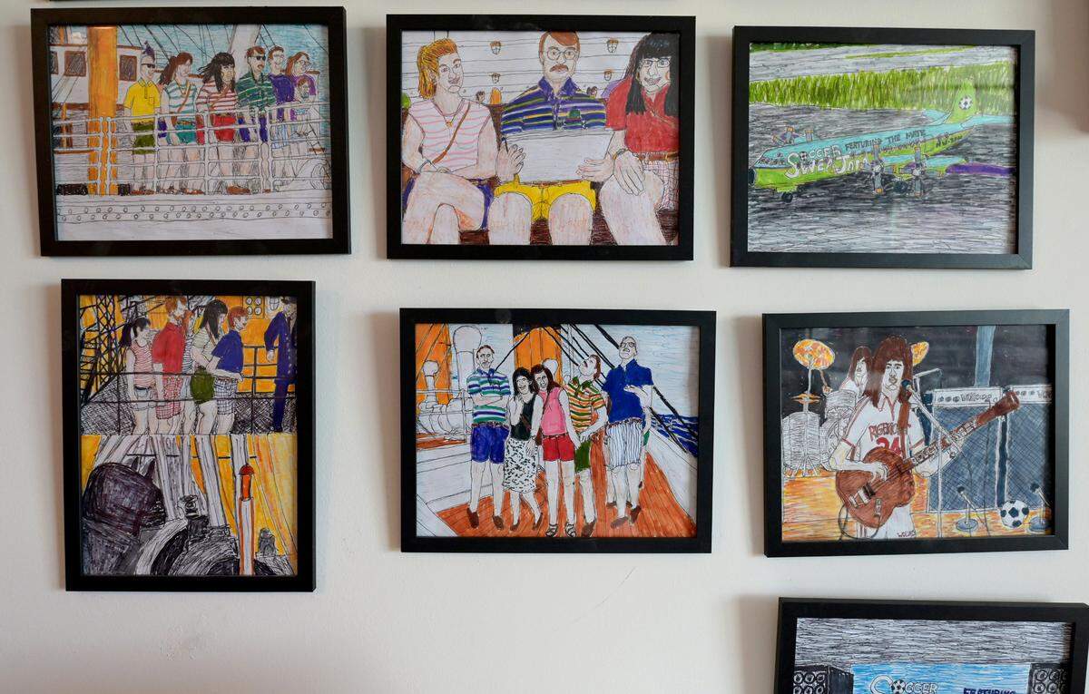 Jacky Claiborne said that like many on the autism spectrum, “I live in a dream world to some degree. But I don’t run away from the real world. I take reality and build on it.” That’s reflected in his art work.
