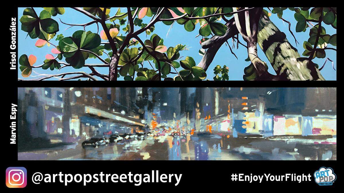 This ArtPop artwork, which includes a piece by Irisol Gonzalez and one by Marvin Espy, was displayed at Charlotte-Douglas International Airport.