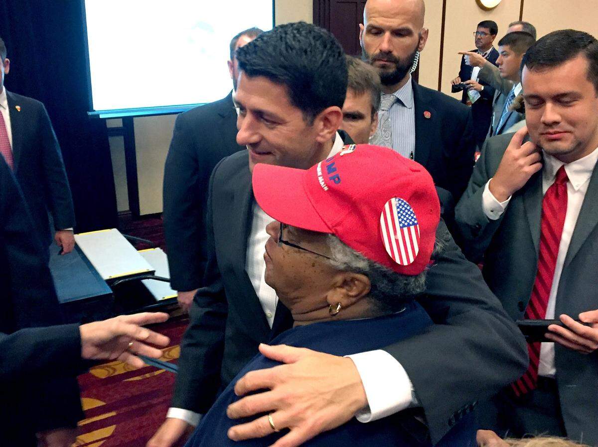 Ada Fisher with then-U.S. House Speaker Paul Ryan at the Republican National Convention in Cleveland in 2016.