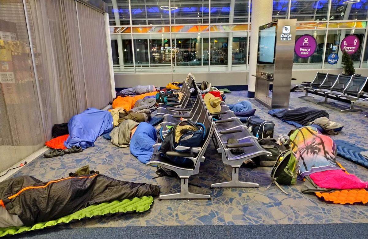 A troop of 12 Boy Scouts from Honesdale, Pennsylvania, had to sleep at Charlotte Douglas International Airport on Sunday, April 3, 2022, after missing their connecting flight to Florida.