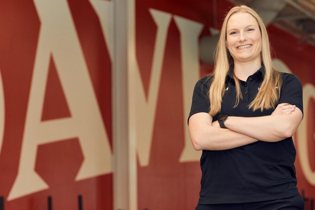 Madison See, Davidson’s director of mental Health for athletics, in the college’s new training facility.