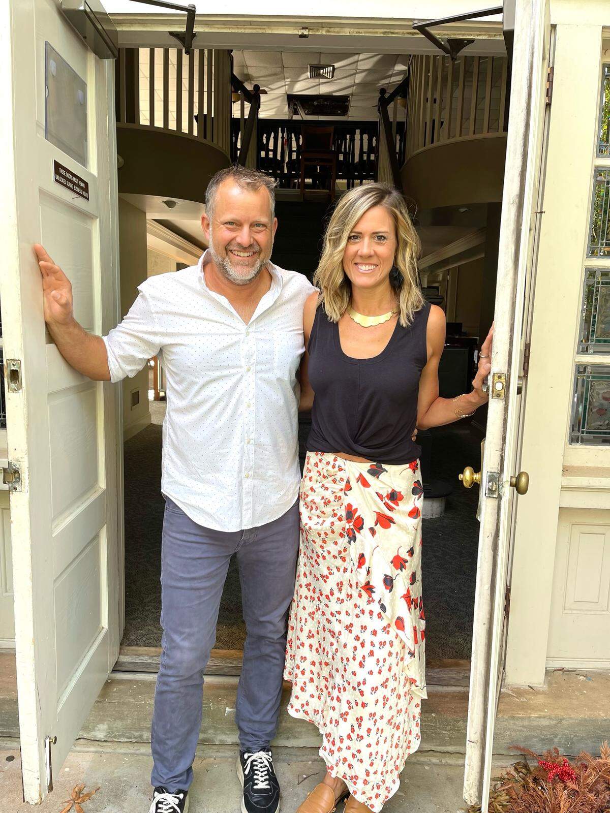 Leluia Hall owners Jeff Tonidandel and Jamie Brown. The couple has plans to save and relocate a historic building to the parking lot beside their latest restaurant.