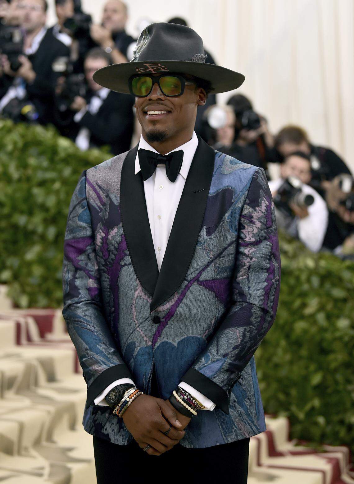 Cam Newton attends The Metropolitan Museum of Art's Costume Institute benefit gala celebrating the opening of the "Heavenly Bodies: Fashion and the Catholic Imagination" exhibition on Monday, May 7, 2018, in New York.