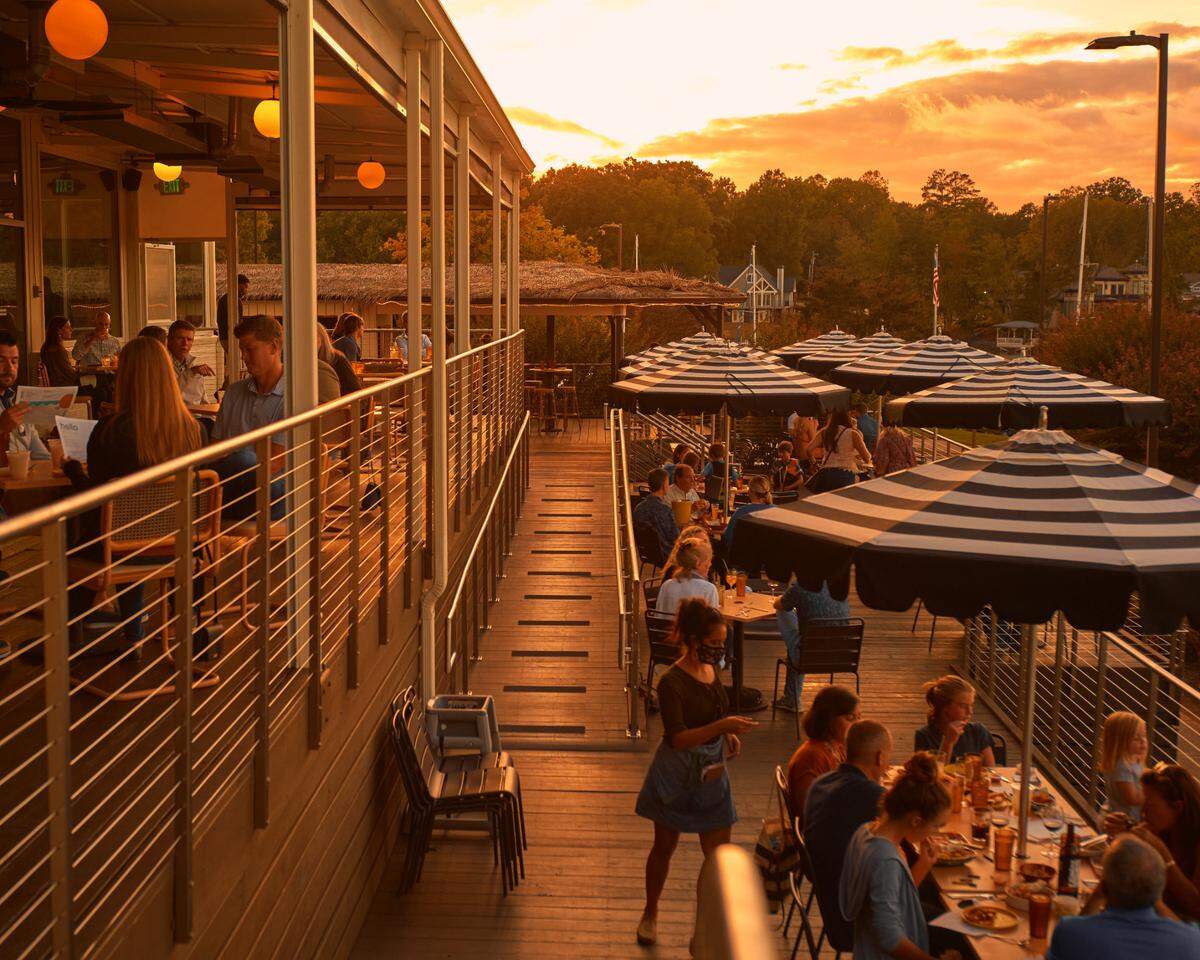 Hello, Sailor offers waterfront dining with a heated patio along Lake Norman in Cornelius.