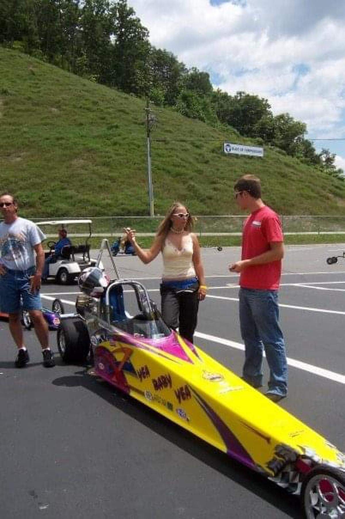Lauren Freer, at about age 15, at a junior dragster event at Bristol Dragway in Tennessee.