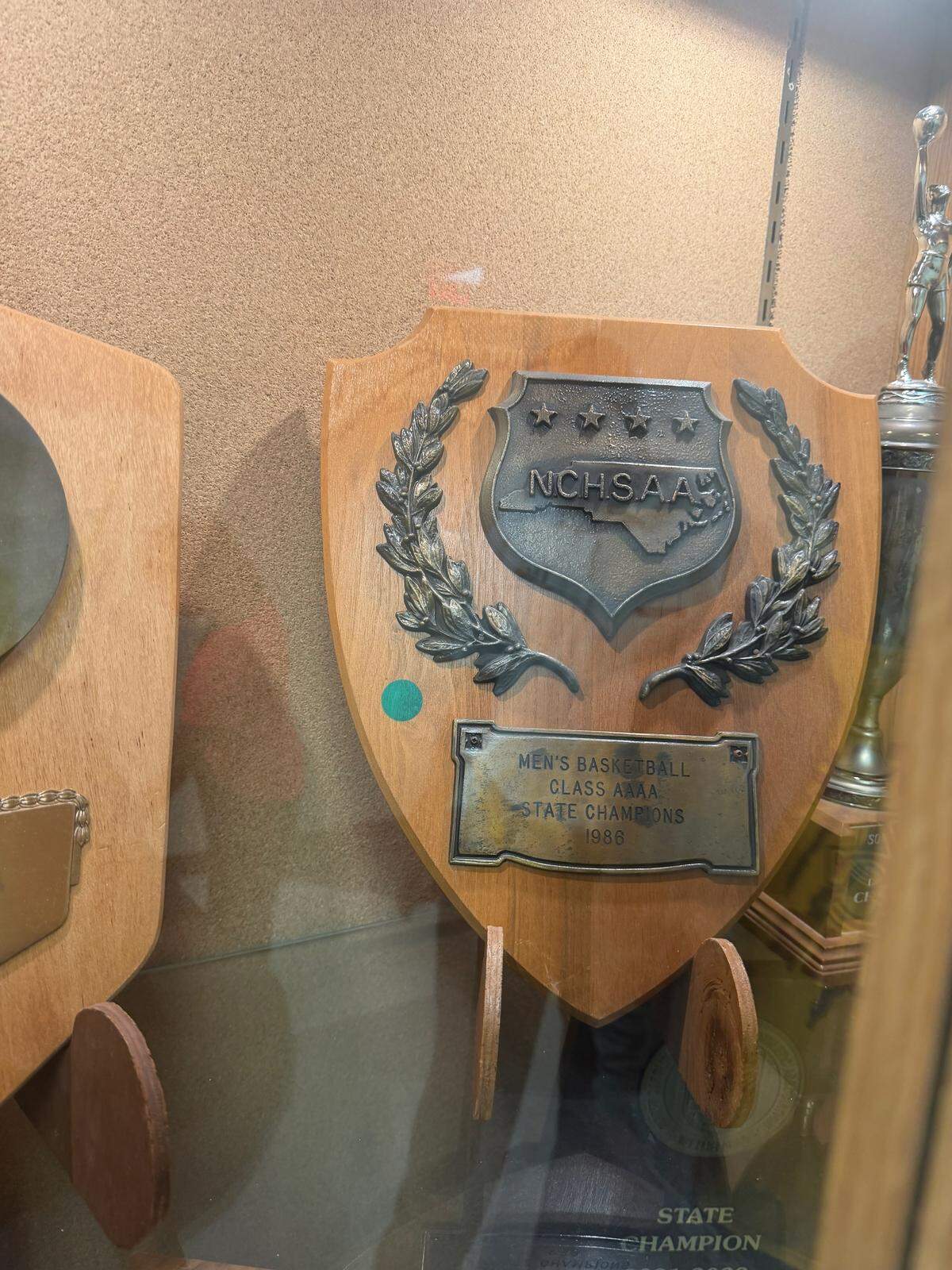 West Charlotte’s 1986 state championship trophy, seen on Monday, March 9, 2026