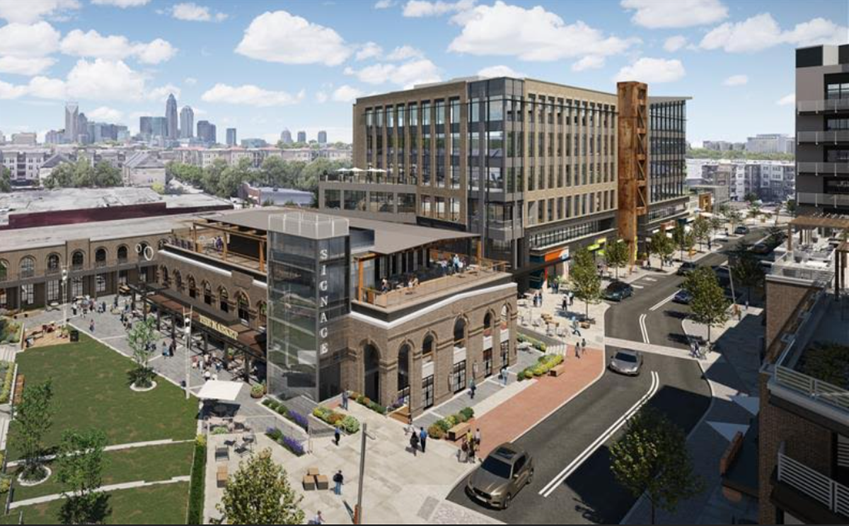 A rendering of Scout Motors headquarters at the Commonwealth development in Plaza Midwood.