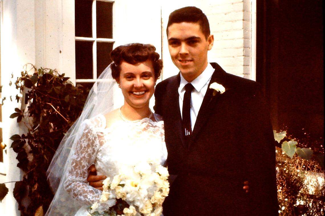 Betty and Bob Pettit on their wedding day 63 years ago.