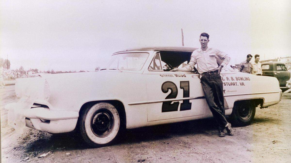 Glen Wood poses in front of the 1953 Lincoln he drove at Martinsville in his first NASCAR Cup Series start.