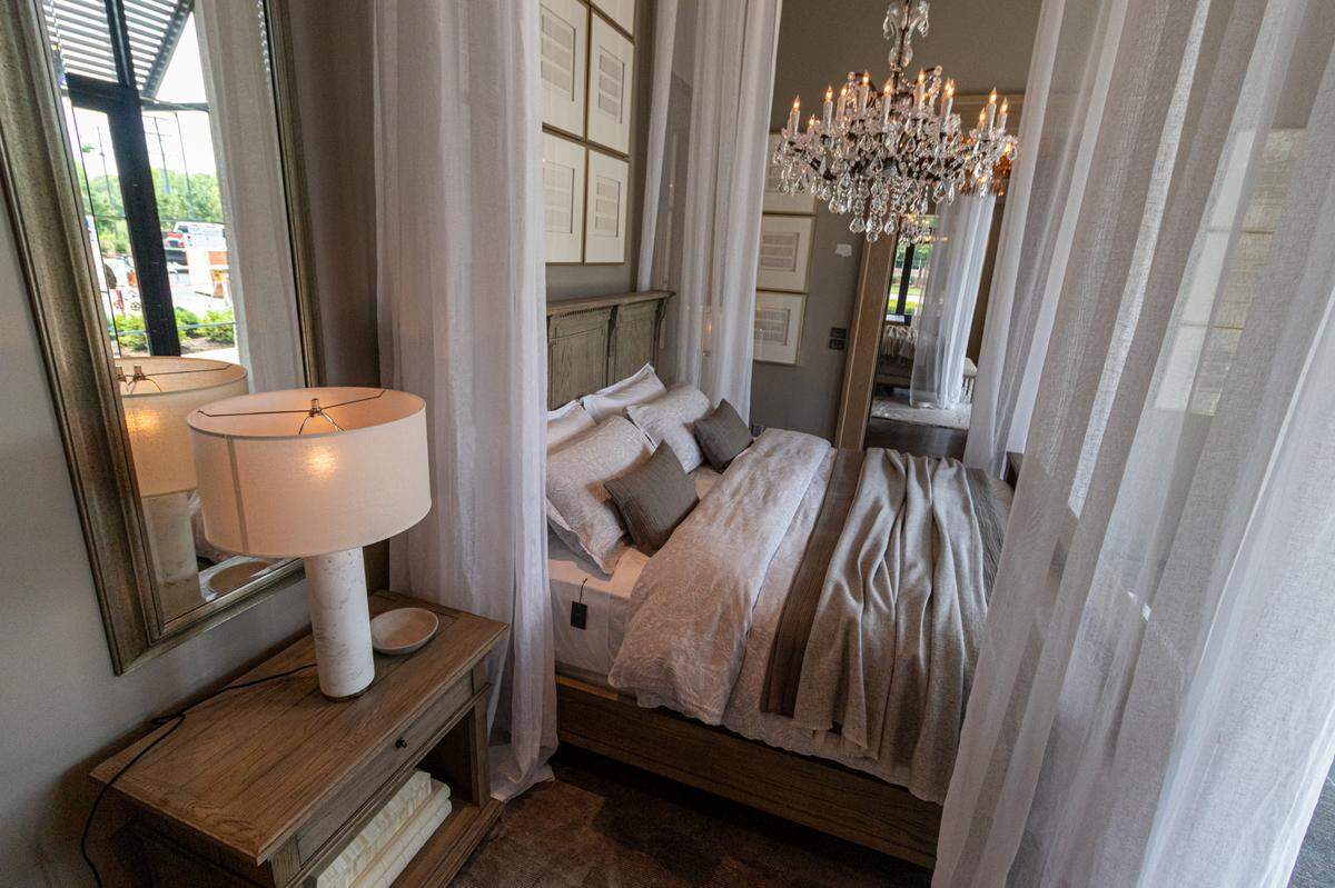 Scope out RH’s bedroom displays for ideas that will make you want to quarantine for much longer.