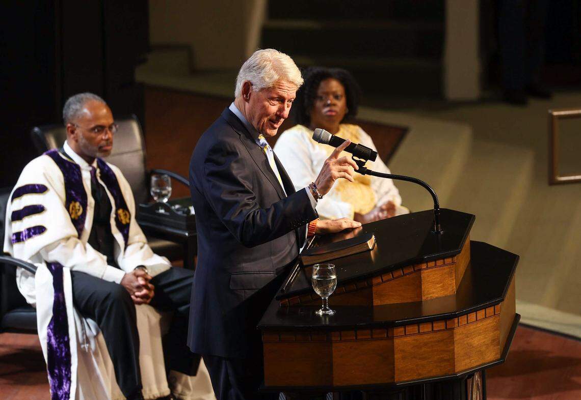 Former President Bill Clinton speaks for Kamala Harris at St. Paul Baptist Church in Charlotte on Sunday, November 3, 2024 a day after the VP visits the Queen City.