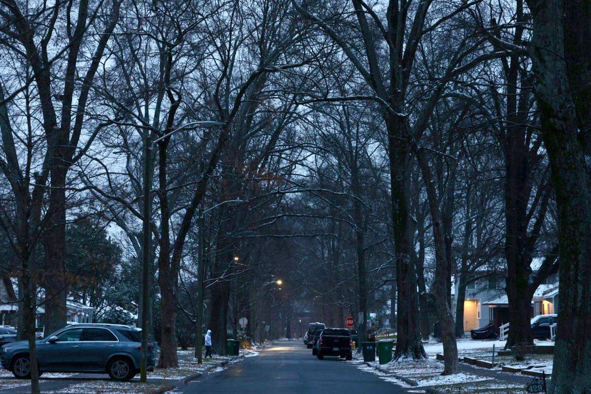 A view of Keswick Avenue as snow and rain began to freeze on Friday.