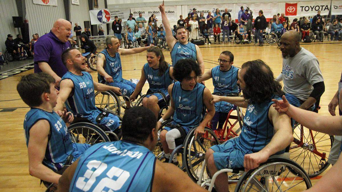 Members of the Charlotte Rollin’ Hornets competed in various divisions at the National Wheelchair Basketball Association’s 2022 tournament in Wichita, Kansas. (Steve Goldberg / SCS Media)