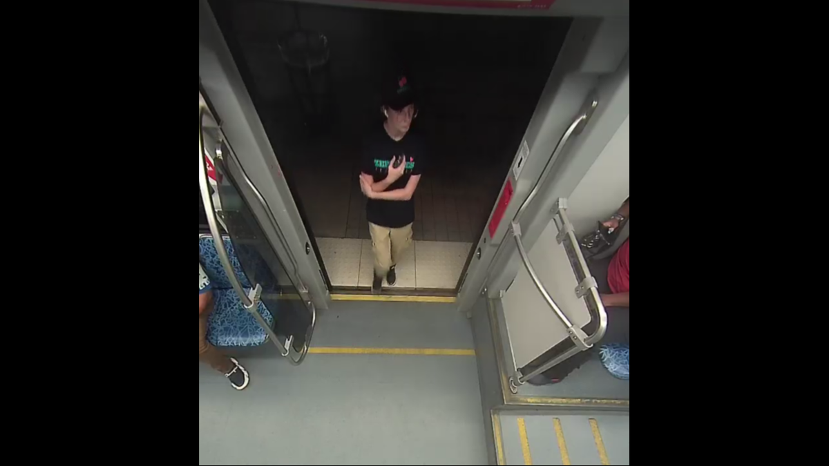 Iryna Zarutska boards a Blue Line train in Charlotte around 9:45 p.m. on Aug. 22 in this screenshot of footage released to media outlets. Zarutska was fatally stabbed multiple times after she sat down on the train.