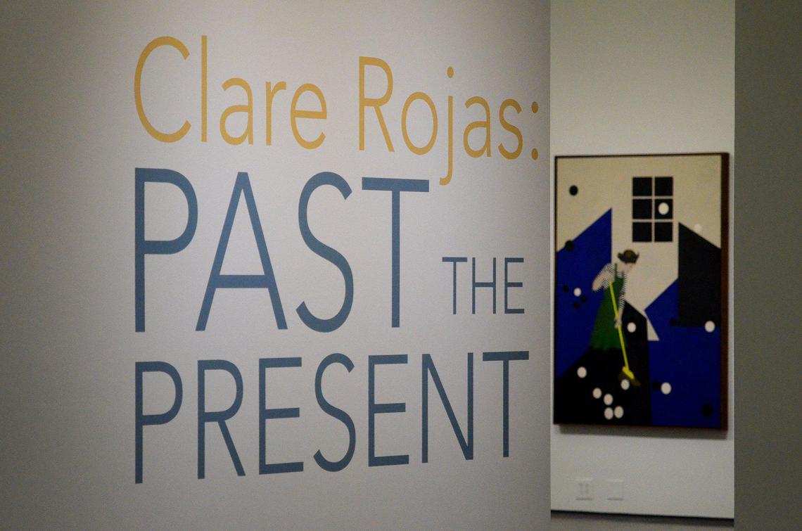 Some of the nearly 100 works of art by Clare Rojas are exhibited on the fourth floor of the Bechtler Museum of Modern Art.
