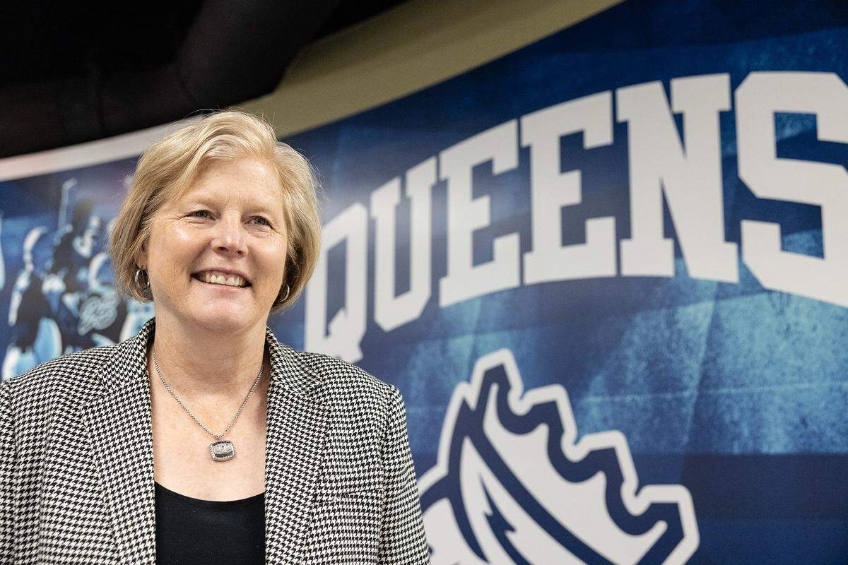 Cherie Swarthout, who has been Queens’ athletic director since 2016, played Division I basketball at Michigan State from 1987-91.