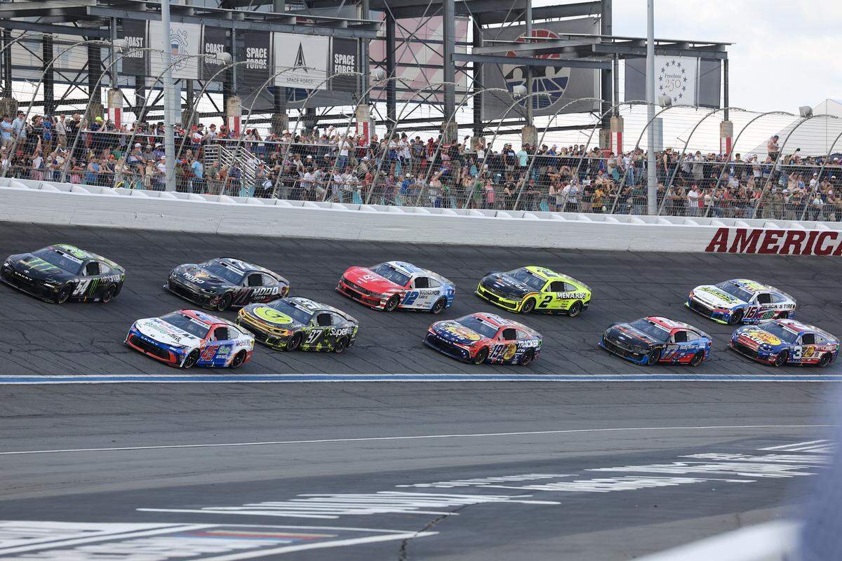 A portion of the field starts at the Coca Cola 600 at turn four at Charlotte Motor Speedway Sunday, May 24, 2026.
