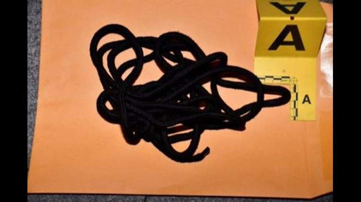 Police seized this rope they say a masked suspect used to bound a woman who was trying to find her car in an uptown Charlotte parking deck on Thursday, March 11, 2021.