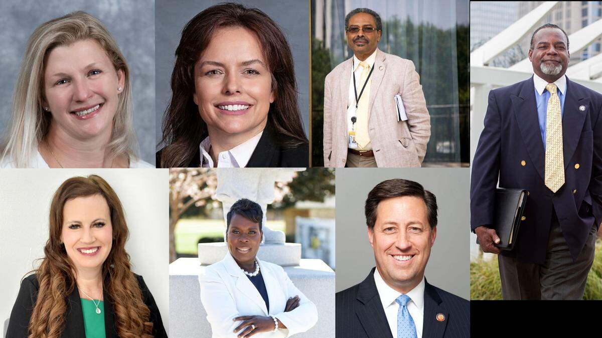 Top row: Laura Budd, left, Vickie Sawyer, Kelly Alexander and Jay Holman. Bottom row: Tricia Cotham, left, Yolanda Holmes, and Scott Stone