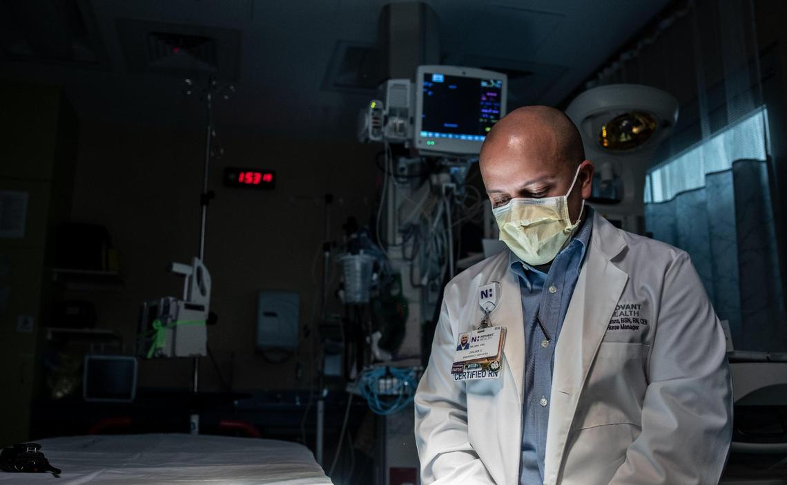 Novant Health emergency department nurse manager Julian Carranza has worked as a nurse for more than 12 years. He thinks that many health care workers will struggle with PTSD after the pandemic.