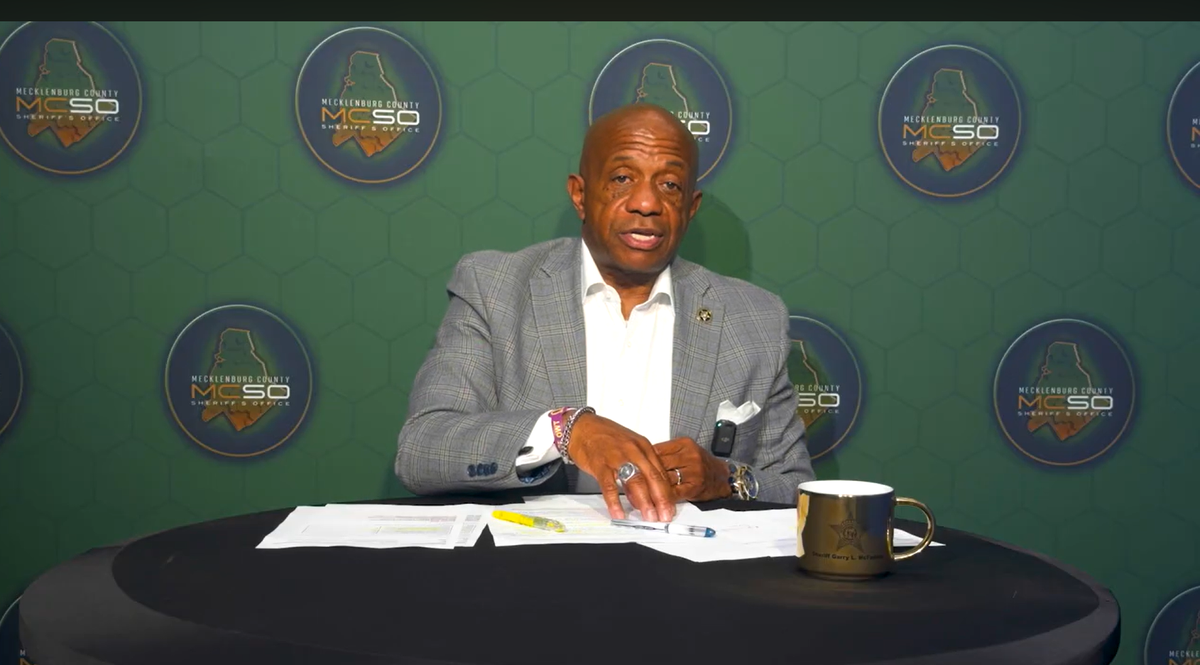 Mecklenburg County Sheriff Garry McFadden discusses overcrowding at uptown’s jail in a May 8 YouTube video.