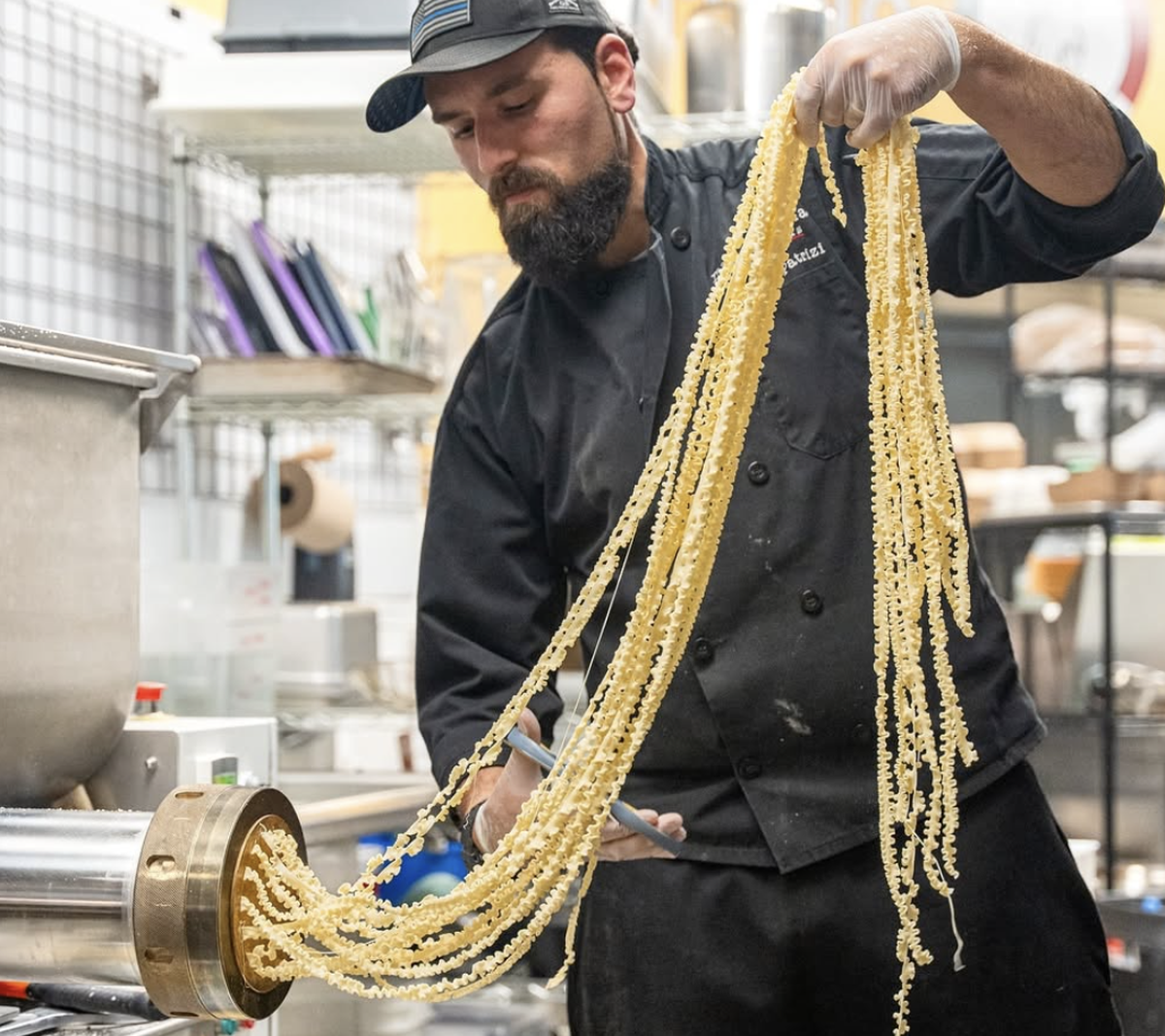 Raffaele Patrizi makes pasta at Mano Bella.