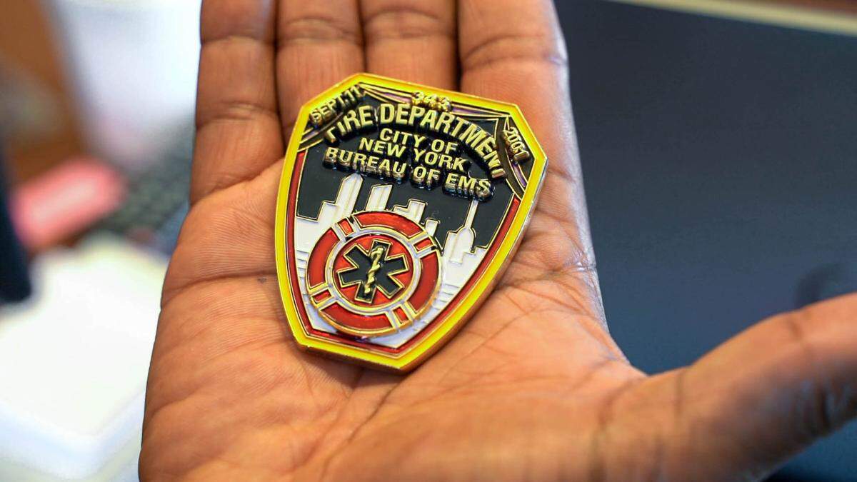 Kevin Miller has a fire department coin collection, including this one from Sept. 11, 2001.
