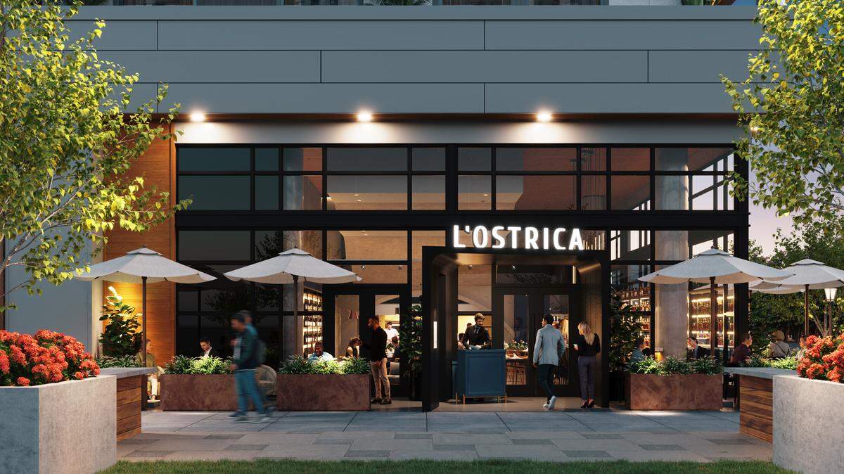 An exterior rendering of L’Ostrica, opening at 4701 Park Road, Unit D.