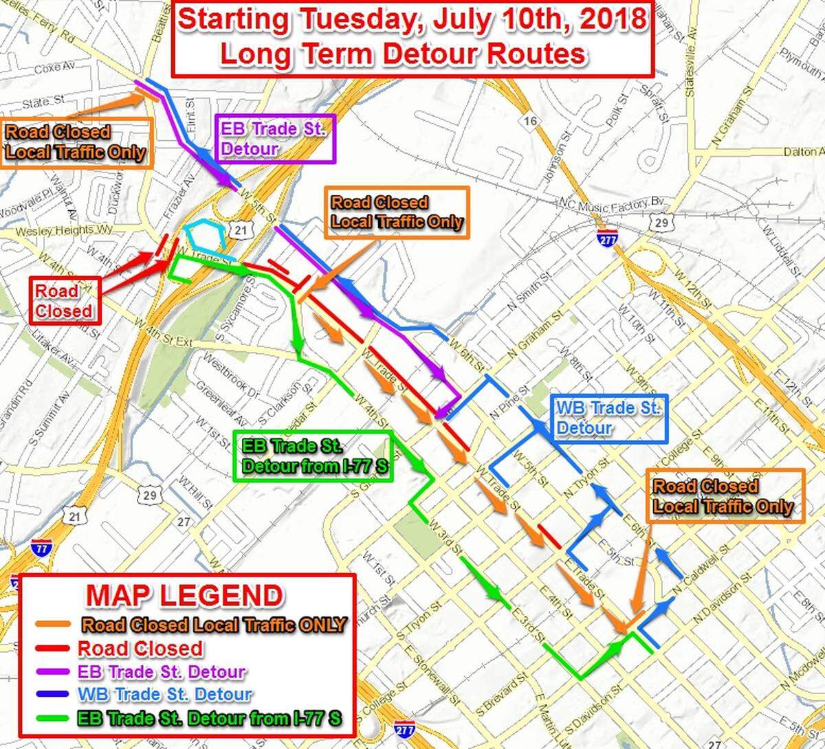 Here is a map for new street closures for streetcar construction.