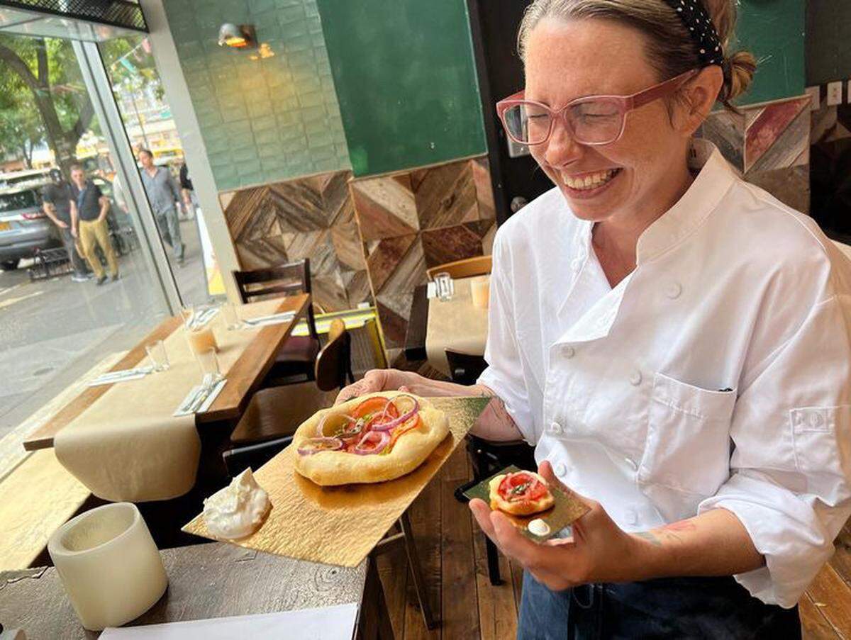 Jess Masanotti says a former colleague — a teacher at Trinity Episcopal School — recently was visiting New York with her mother and daughter, and the three stopped to dine at North Miznon. That’s when this photo was taken. “Her young daughter brought her American Girl doll,” Masanotti says, “and I decided the doll deserved a mini focaccia as well. These little touches and the responses they elicit are some of the many reasons why I love my job.”