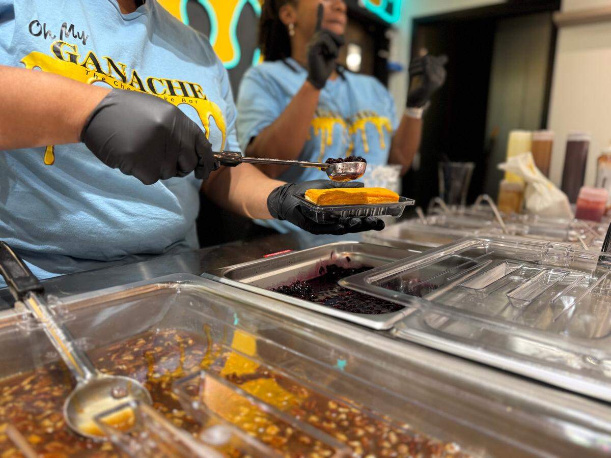 Oh My Ganche, The Cheesecake Bar will offer three base options: vanilla cheesecake, peach cobbler bread pudding and sweet potato pie cheesecake.