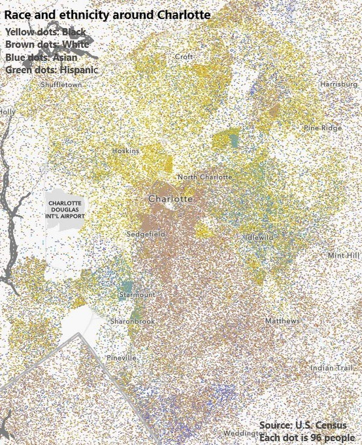 Charlotte’s Hispanic population tends to congregate in east and southwest Charlotte, according to U.S. Census Bureau data.