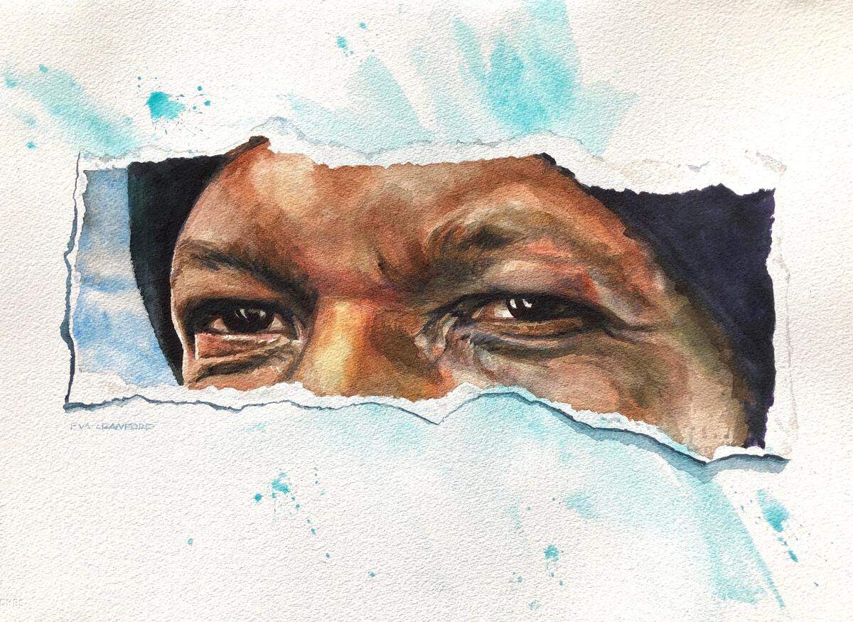 This work by Eva Crawford is called “Eye Contact 2.”