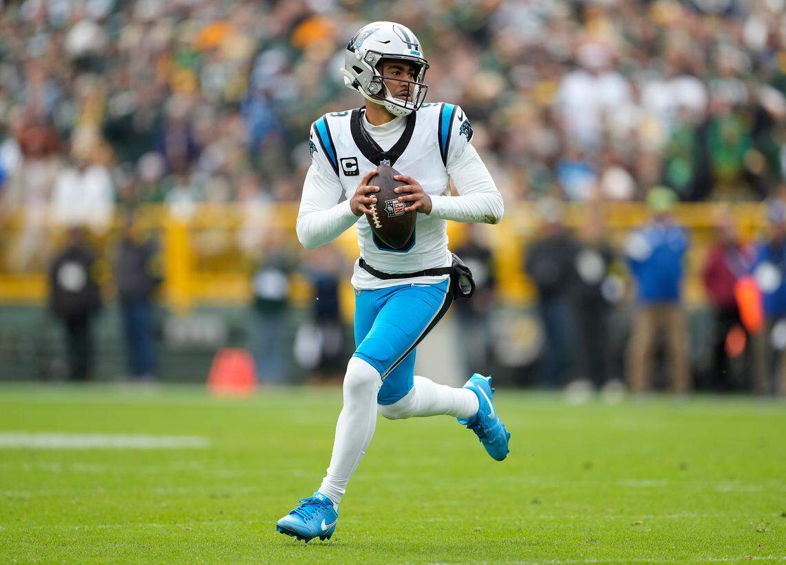 Bryce Young has led the Panthers to a 6-5 record this season and threw for 448 yards last week in a win over Atlanta.