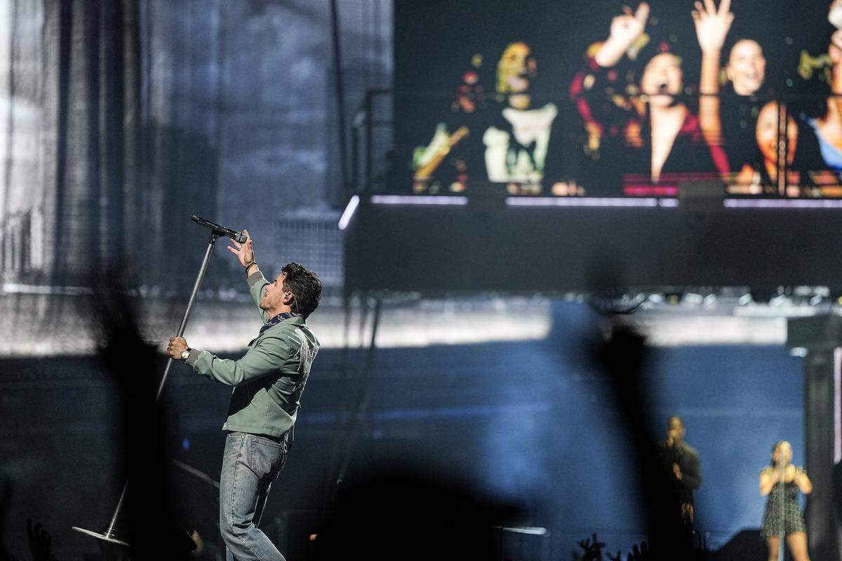 Nick Jonas of the Jonas Brothers performs at the Spectrum Center Wednesday, Nov. 5, 2025, in Charlotte, N.C.