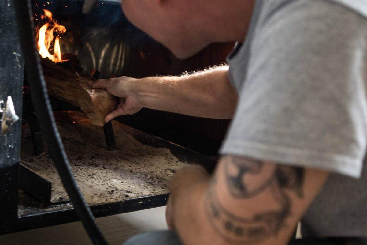 Sweet Lew’s BBQ’s wood-fired barbecue smoker.