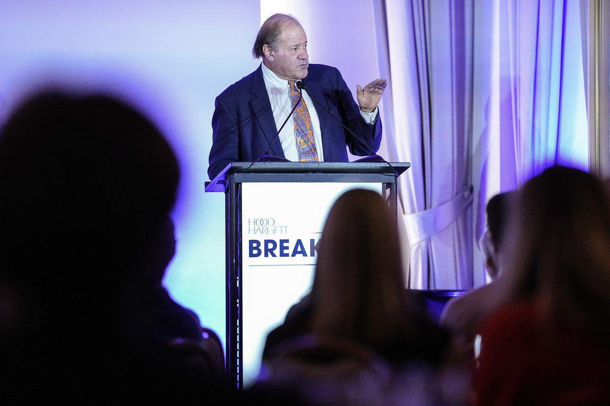 ESPN personality Chris Berman speaks to the Hood Hargett Breakfast Club on Thursday, Jan. 15, 2026, in Charlotte, North Carolina.