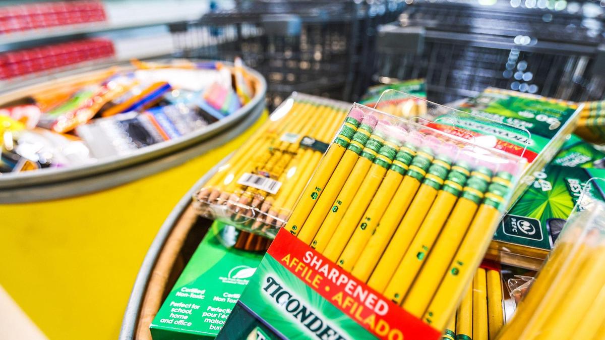 Supplies including pencils, markers highlighters pour over bins in Classroom Central’s free store and warehouse on Wilkinson Boulevard on Thursday, August 4, 2022 in Charlotte, NC.