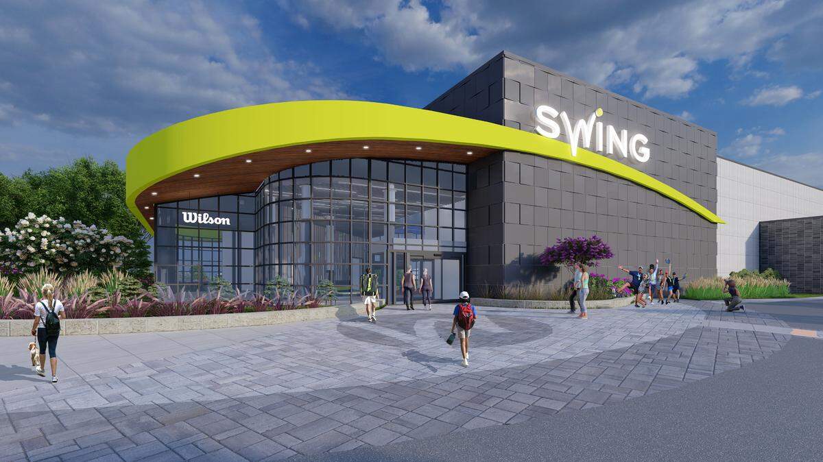Renderings of Swing Racquet + Paddle opening at 6121 Mt. Herman Rd. in Raleigh.