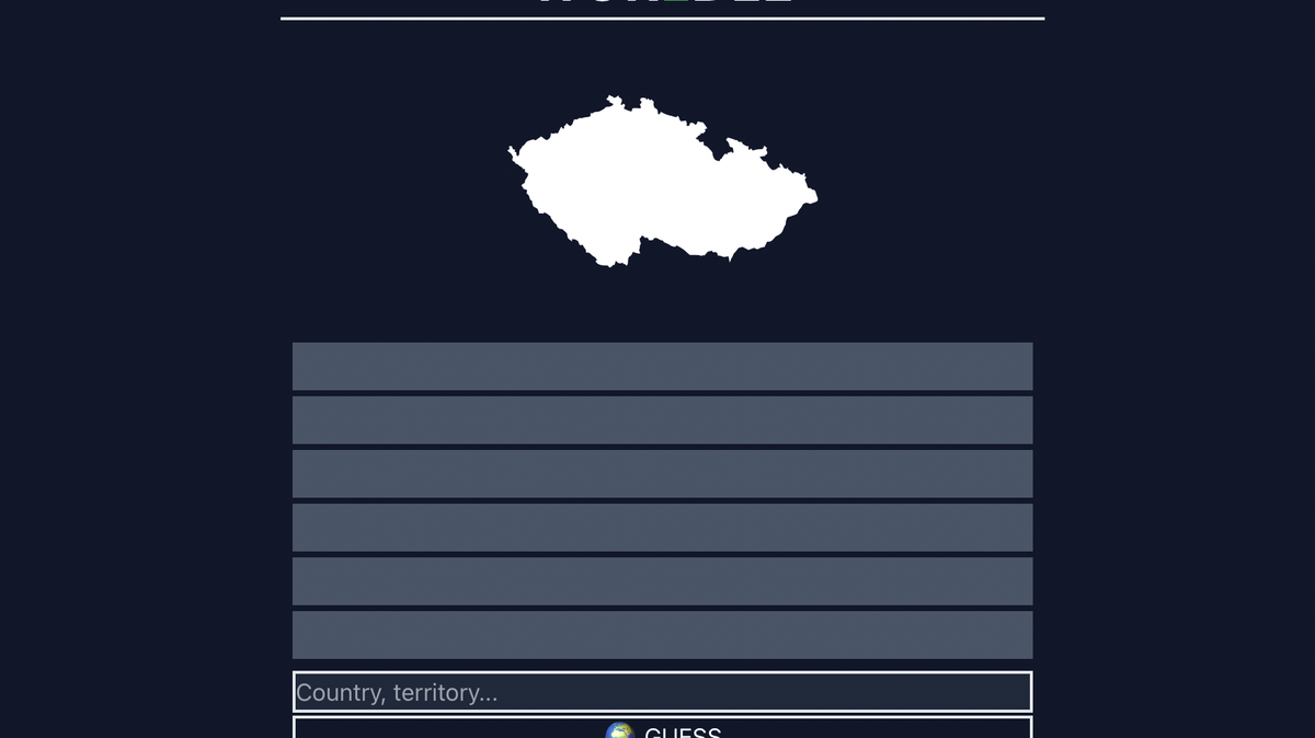 Screenshot of the map-based game Worldle, the latest Wordle spinoff.