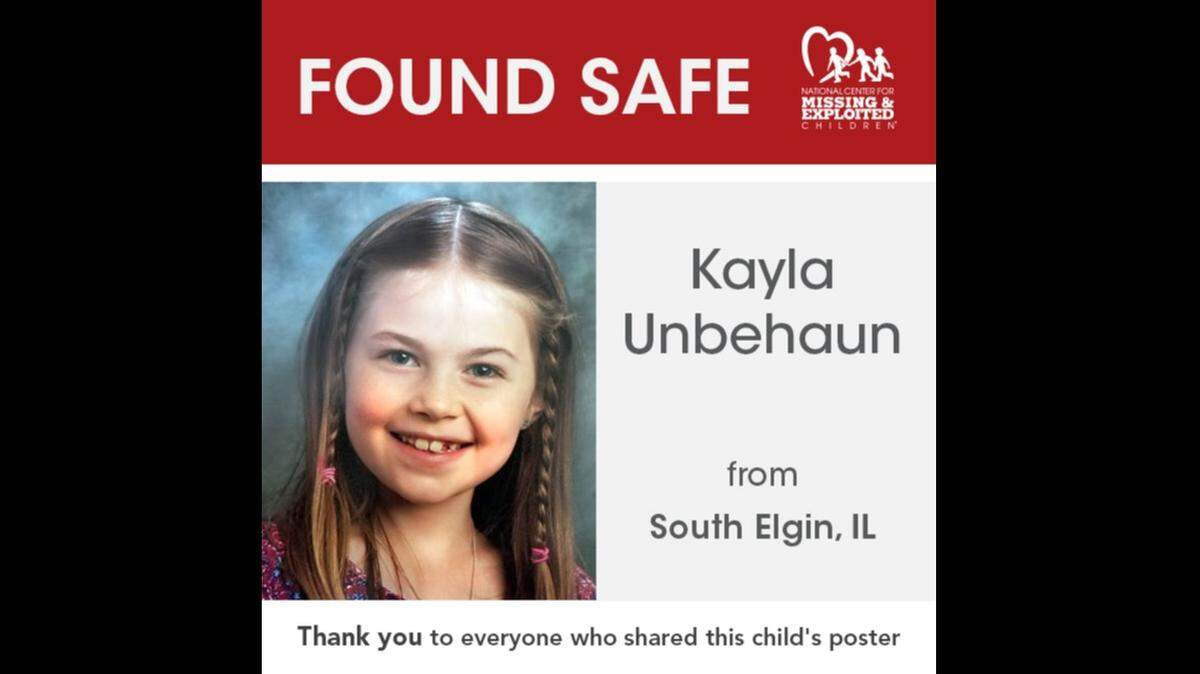 Kayla Unbehaun, who had been missing since 2017, was found safe in North Carolina, officials said.