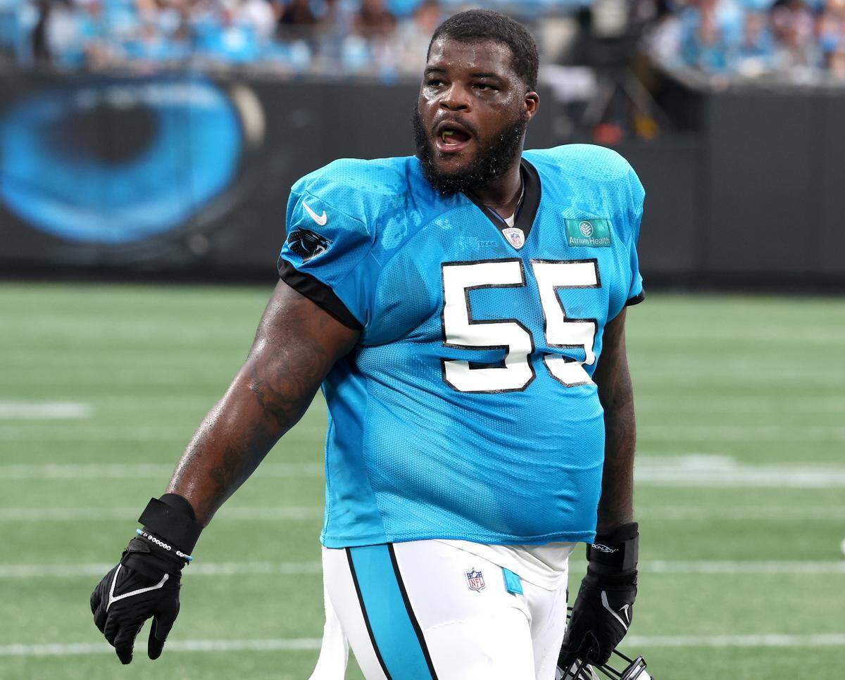 Carolina Panthers defensive tackle Marquan McCall during the team’s Fan Fest practice at Bank of America Stadium on Wednesday, August 2, 2023.