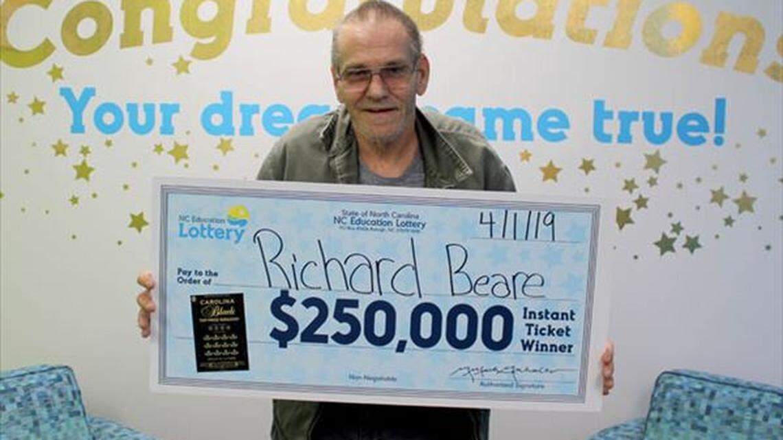 Richard Beare of Charlotte plan to travel the world after winning $250,000 in the NC Education Lottery. NC Education Lottery photo